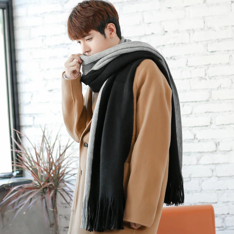 Fashion Winter Men's Knitted Scarf Warm Neckerchief Patchwork Striped Scarves Soft Long Casual Male Bufanda Pashmina Shawl