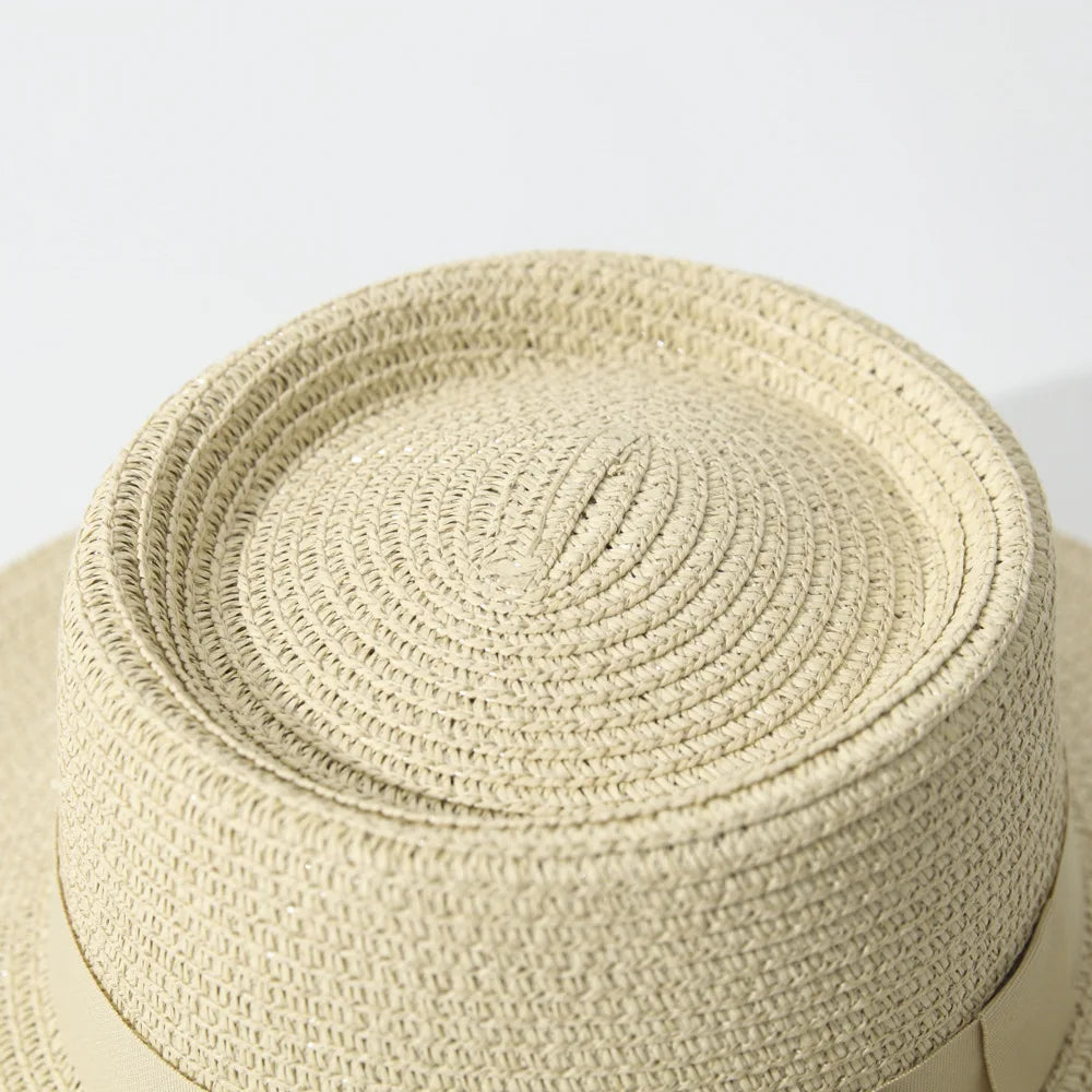 Summer Straw Hats for Women Ribbon Decoration Elegant Ladies Party Dress Hats Travel Beach Sun Hat Chapeau Femme