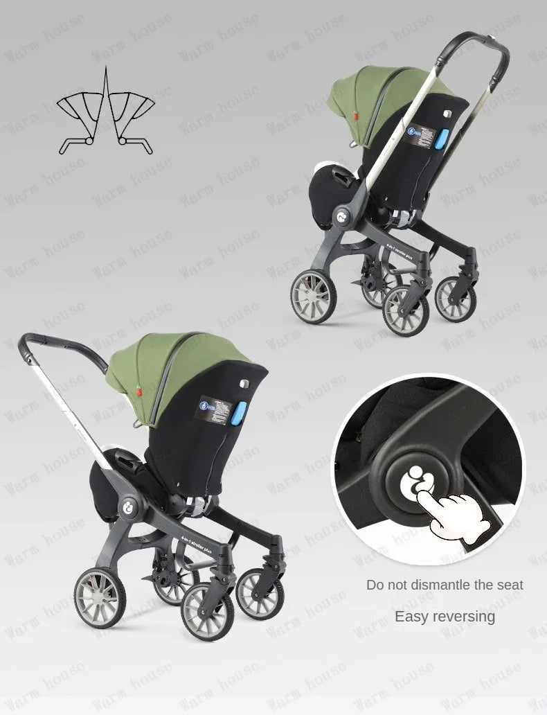 EU STOCK 4in1 baby stroller two-way Multifunctional newborn baby stroller 3in1 Foldable Basket type seat Lightweight Travel Pram