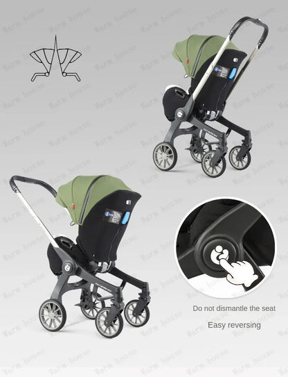 EU STOCK 4in1 baby stroller two-way Multifunctional newborn baby stroller 3in1 Foldable Basket type seat Lightweight Travel Pram