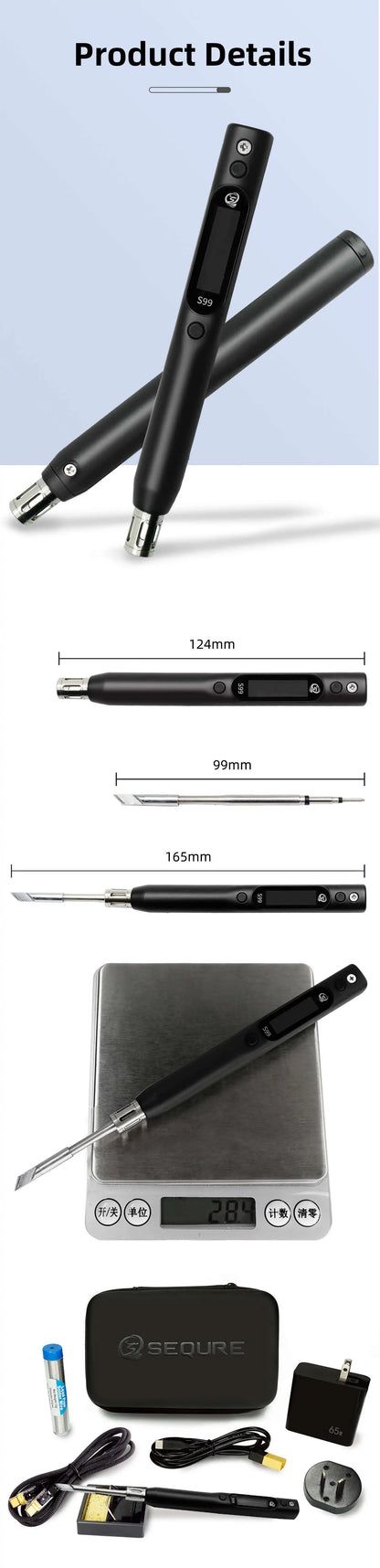 Sequre S99 Soldering Iron Compatible With Jbc245 Tip Support Pd|qc|dc|pps Power Supply For Drone Rc Model Welding Repair Tool