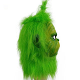 Christmas Green Haired Cosplay Mask Full Head Latex Halloween Xmas Costume Prop