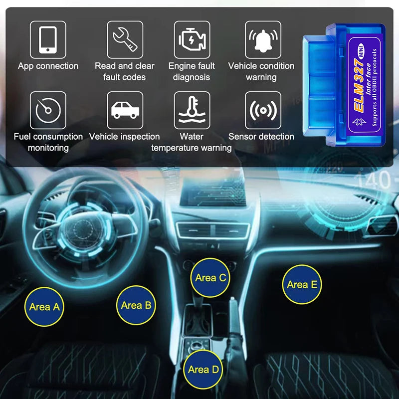Mini ELM327 V2.1 OBD2 Scanner Code Reader For Android /IOS Bluetooth Car Diagnostic Tool Automotive Fault Detector