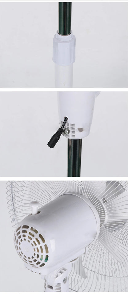 Solar Powered Floor Fan10 - 12H Runtime3 Speed Adjustable Portable Floor Fan for Home Blackout Emergency USB Port & Night Light