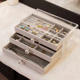 1 Piece High-Capacity Three-Layer Flannel Jewelry Box Drawer Jewelry Box Storage Earrings Necklace Ring