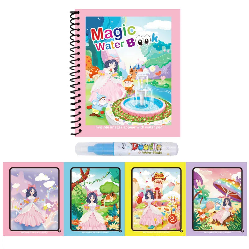 1 Livro de Colorir Infantil com Caneta de Água Recarregável (Livro Mágico de Desenho com Água) – Brinquedo Educativo de Desenho e Aprendizado