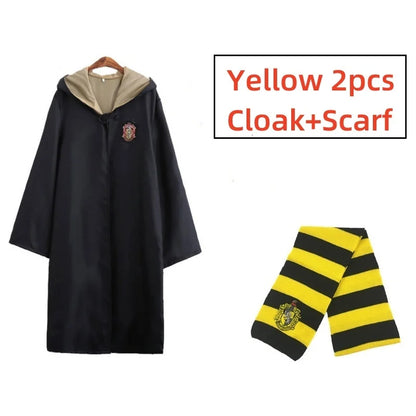 Magic School Wizardry Costume Set for Men Women Cape Scarf Tie Cosplay Adult Children Halloween Christmas Prop Gifts