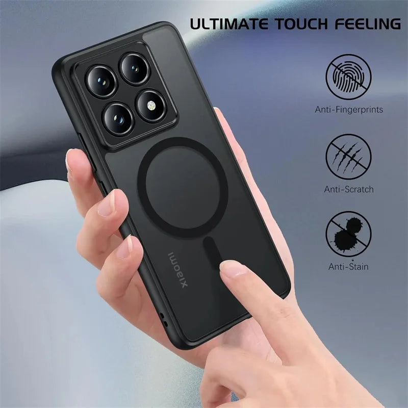 Hard Plastic Matte Camera Protection Case For Xiaomi 15 14 13 Ultra 13T 14T Pro For Magsafe Magnetic Wireless Charge Phone Cove
