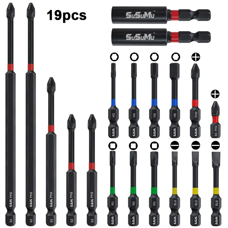 39pcs Screwdriver Bit Set Strong Torque Screwdriver Impact Driver Bit Set Non-slip Magnetic Batch Head Impact Screw Driver Bit