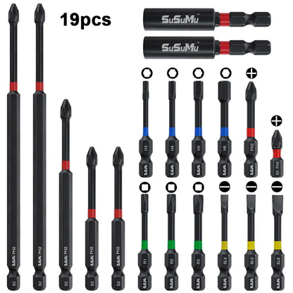 39pcs Screwdriver Bit Set Strong Torque Screwdriver Impact Driver Bit Set Non-slip Magnetic Batch Head Impact Screw Driver Bit