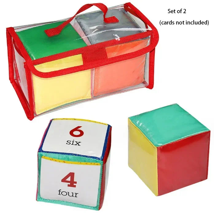 2/4PCS Oversized Learning Dice Set 3.9inch DIY Education Playing Game Dice with 6 Sided Clear Pockets Early Education Toys