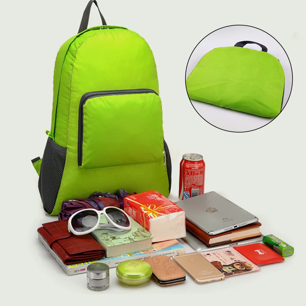Outdoor Travel Lightweight Portable Foldable Backpack Love Print Folding Green Bag Ultralight Pack for Women Men Hiking Daypack