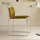 Realife Middle Ancient Style Dining Chair Nordic Design Home Study Chair Coffee Shop Soft Bag Backrest Chair Metal Frame 2025
