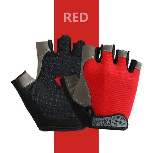 Anti Slip Half Finger Gloves para Homens e Mulheres, Halteres, Respirável, Elástico, Choque, Exercício, Esportes, Ciclismo, Bicicleta