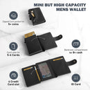 YATBEST Card Holder Wallet  Slim Minimalist Pop Up Leather Men Wallets RFID Blocking Metal Bank Card Case with Coins Pocket