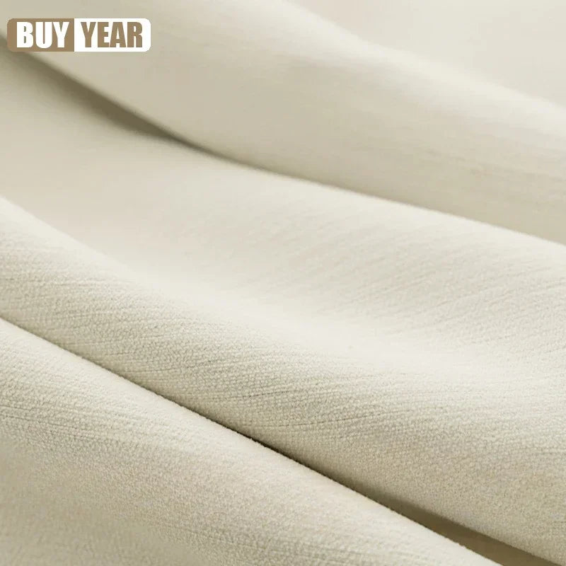 French Chenille Cream White Velvet Curtain Modern Simple Blackout Curtains for Living Dining room Bedroom Tulle Customization