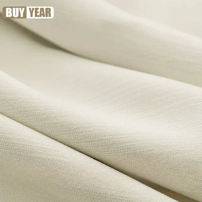 French Chenille Cream White Velvet Curtain Modern Simple Blackout Curtains for Living Dining room Bedroom Tulle Customization