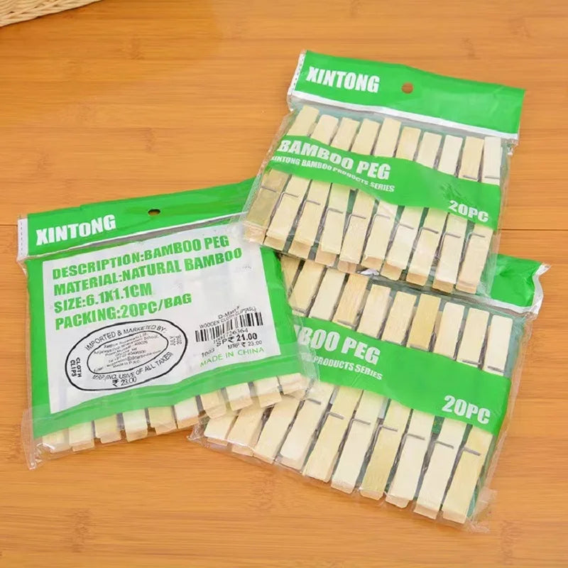 20 pinzas de bambú natural para ropa, pinzas para fotos, pinzas de madera para manualidades, bodas y fiestas, envío directo
