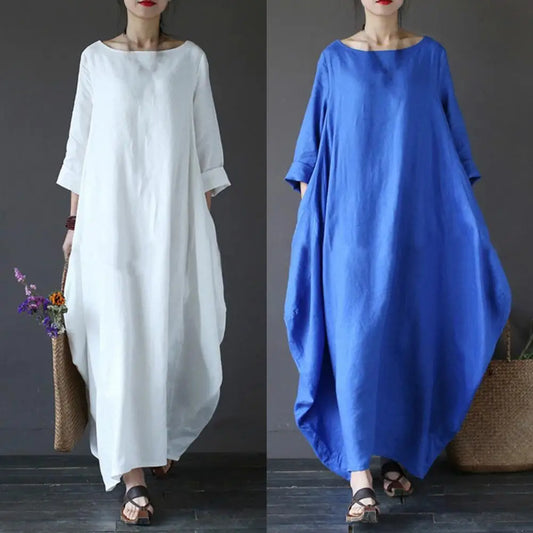 2023 Verano Otoño Vestidos de Talla Grande para Mujer 4xl 5xl Vestido Largo Suelto vintage Vestido camisero Boho Vestido Maxi Bata Moda Femenina