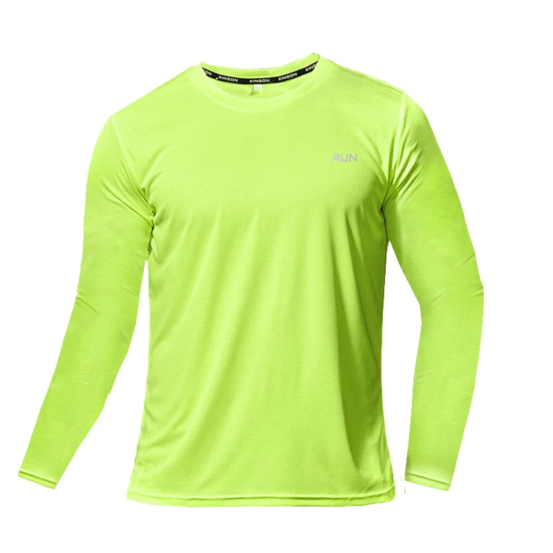 Camiseta de manga larga de seda de hielo de verano para hombre, nueva camiseta de 2023, de secado rápido, transpirable, con aire acondicionado, protección solar para exteriores, para correr.