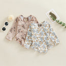 Kids Baby Girl Summer Swimwear Floral Print Backless Ruffles Long Sleeve Bodysuit Bathing Suit Girls Beachwear 0-4 Years