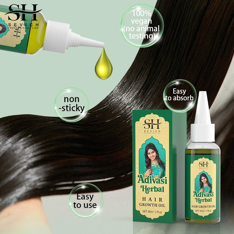 Óleo de Crescimento Do Cabelo Orgânico Ayurvedic, Anti Perda De Cabelo, Recrescimento Rápido, Engrossar Produtos De Cabelo, Adivasi, Índia