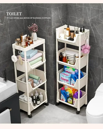 Estantería con ruedas para cocina, estantería de almacenamiento, armario de almacenamiento con ranura estrecha para esquina de cocina, organizador para baño, sala de estar y hogar