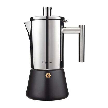 Cafetera italiana Easyworkz Diego para estufa, de acero inoxidable, para 4 tazas, 6.8 oz, de inducción