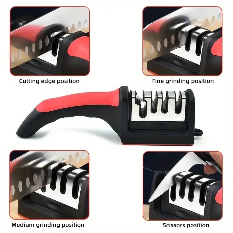 3-Segment Knife Sharpener Knife Sharpeners for Kitchen Knives Stainless Steel Three-Purpose Sharpening Stone for Kitchen Tools