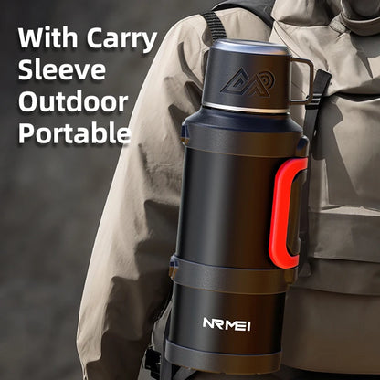 Stainless Steel Thermos Bottle with Handle Outdoor Portable Large Capacity Thermal Water Bottle ,Keep Hot and Cold for 72H