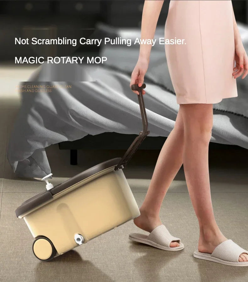 Flat Squeeze Mop 360 Degree Rotatable Stainless Steel Basket Microfiber Pads Cleaning Floor Mop Bucket Extended Handle Home