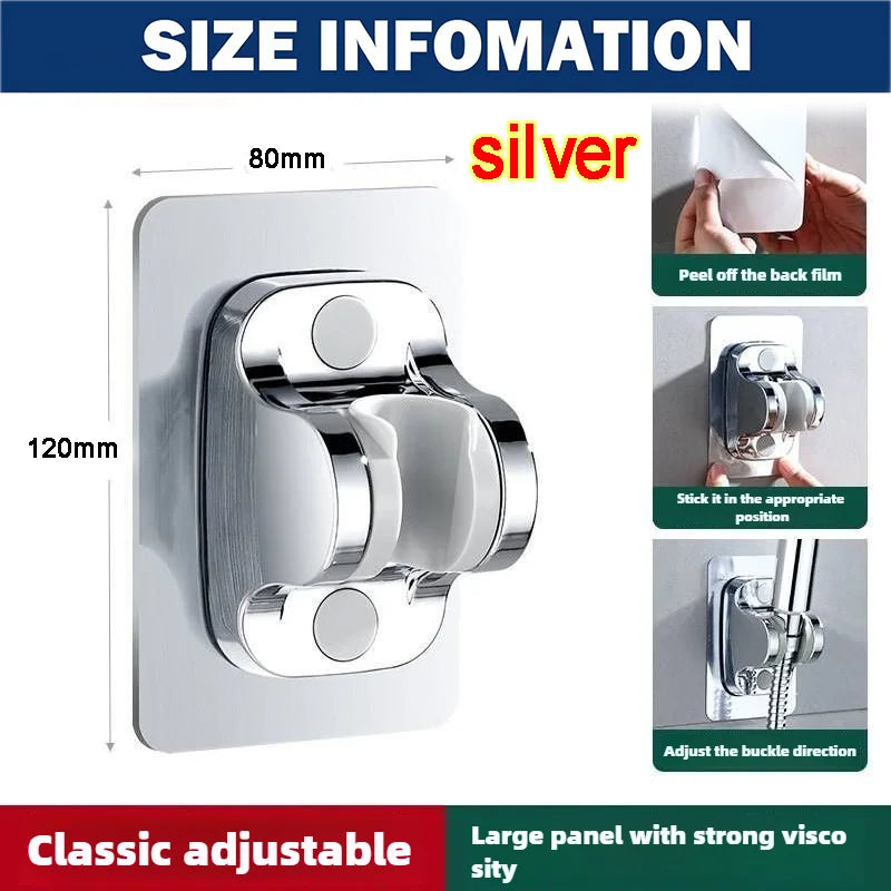 Soporte para cabezal de ducha con ventosa para ducha mural, ajustable 360°, soporte para cabezal de ducha con revestimiento, soporte de montaje en pared para baño