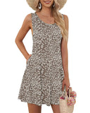 9XL Plus Size Women's Casual Holiday Dress Summer Sleeveless Loose Sundress Floral Print Dresses Women Vest Pockets Beach Dress