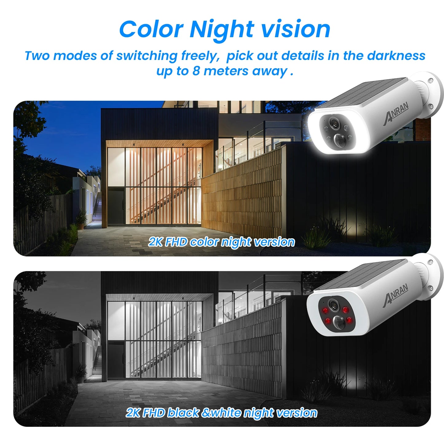 ANRAN 2K cámara de seguridad Solar C3 cámara Solar inalámbrica para exteriores WIFI batería reflector de cámara Color visión nocturna no se puede agregar NVR