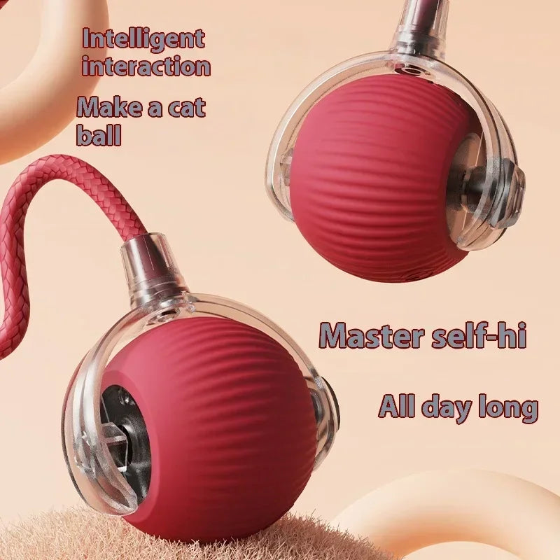 Juguetes eléctricos de pelota para gatos, bola rodante automática, cola sintética, recargable, juguete interactivo inteligente para mascotas, adiestramiento de perros y gatos, ratón de imitación