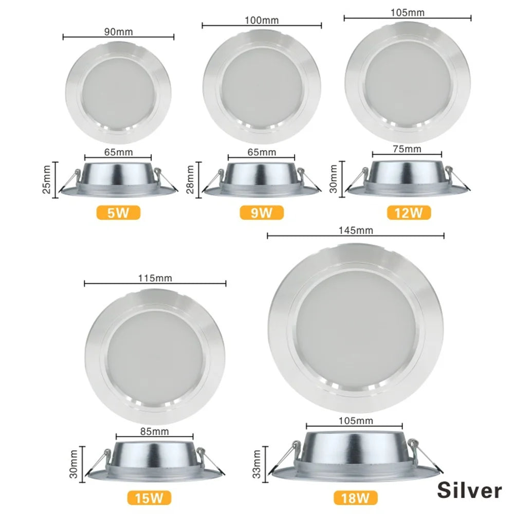 O teto Recessed redondo do brilho 10Pcs alto conduziu o teto Recessed Downlight do quarto interno comercial do ponto 220V 5W 9W 12W15W 18W Entrega rápida 6-9 dias de entrega livre