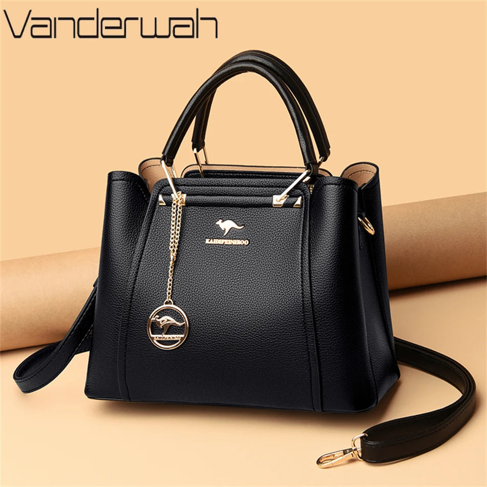 2024 Luxury Women Designer 3 Layers Shoulder Crossbody Bag Ladies Large Capacity Leather Handbags Shopper Brand Messenger Totes