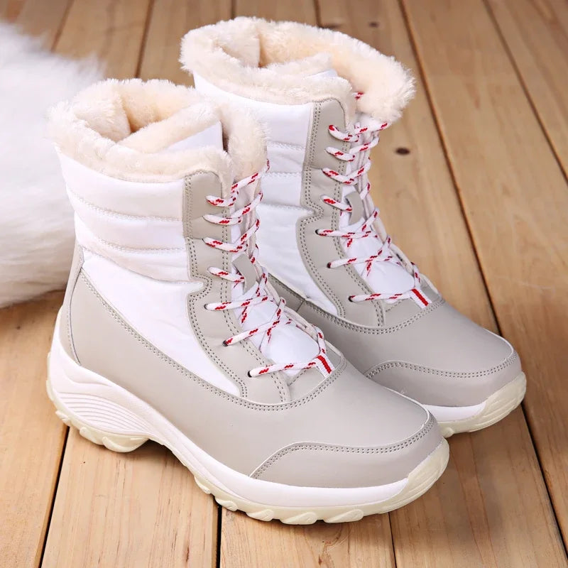 Zapatos de invierno para mujer, botas impermeables a la moda para actividades al aire libre, botas de nieve resistentes al desgaste, botas de nieve cálidas de felpa, novedad de 2024