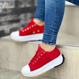 2024 Women's Flat Canvas Lace Up Sneakers Casual Shoes Pattern Female Footwear 