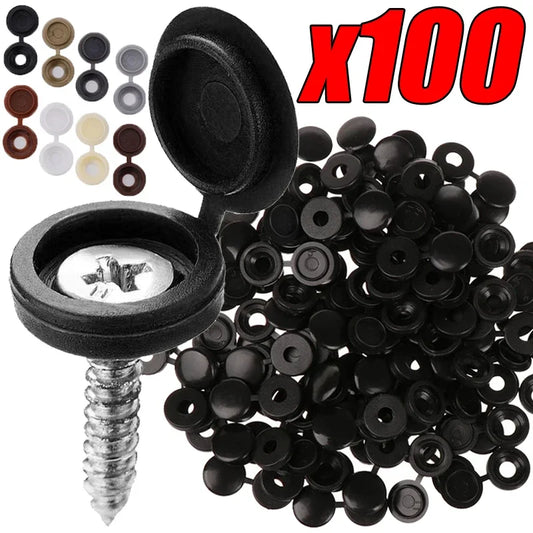 10/50/100Pcs Hinged Plastic Screw Cap Cover Nuts Fold Snap Protective Fixing Cap Button For Car Decorative Nuts Bolts Hardware