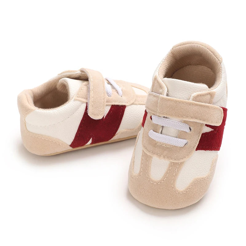 Zapatillas clásicas para bebés recién nacidos con letras entrelazadas, calzado informal antideslizante para caminar, para niños y niñas de 0 a 18 meses
