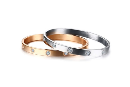 New Design Gold Color Zircon And Cross Nut Nail Bracelet & Bangle For Woman Stainless Steel Screw Brand Jewelry Dropshipping