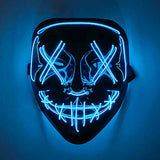 Artigos para Festa de Halloween 2026: Máscara LED Luminosa Estilo "Uma Noite de Crime" (Purge) com Luz Neon EL Sem Fio – Máscara de Rosto Inteiro para Cosplay Adulto (Brilha no Escuro)