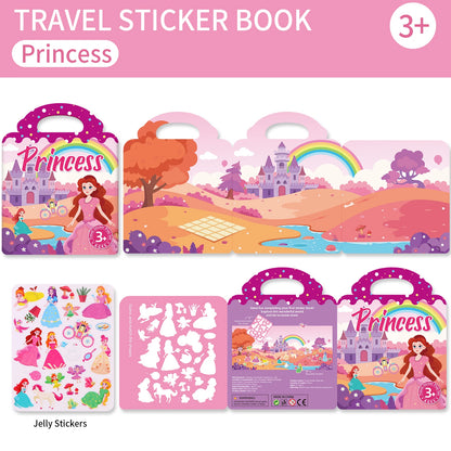 Kids' Reusable DIY Sticker Books Multi-Theme Bubble Sticker Jelly Stickers Portable Montessori Sticker Toy Gifts for Children