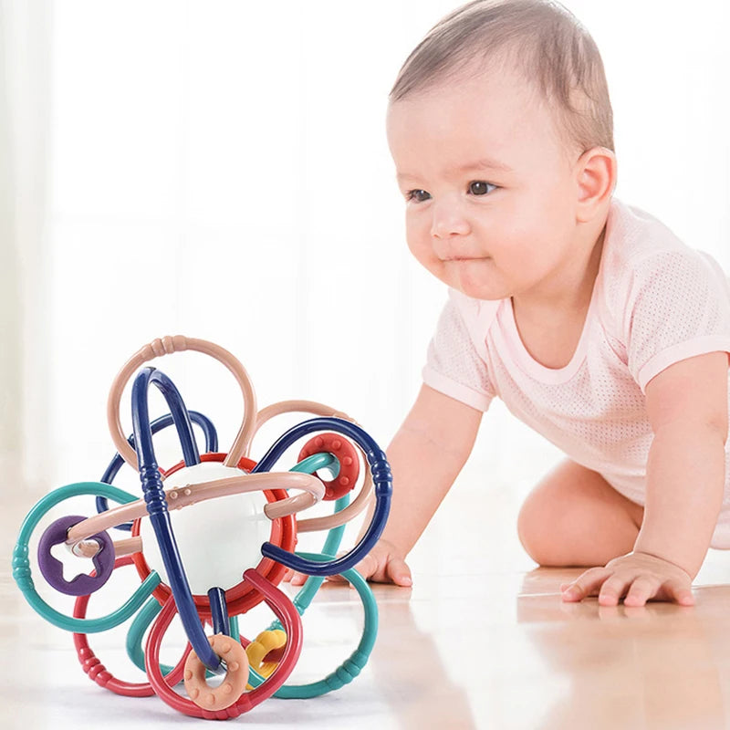 Baby Teething Toys Silicone Chew Teether Teethers for Babies Development Baby Rattle Newborn Infant Sensory Baby Toys 0-3-6-12 M