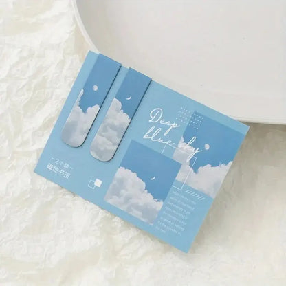 2pcs Forest Landscape Magnetic Bookmark For Pages Books Readers