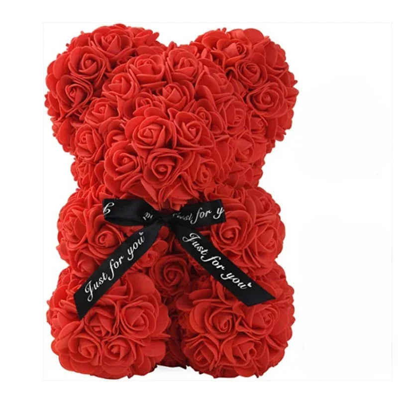 Urso de Pelúcia de Rosas Artificiais Eternas (Modelo 2026) – Presente e Decoração para Dia das Mães, Aniversários, Dia dos Namorados e Datas Especiais