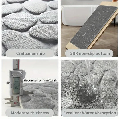 2PC Embossed Stone Pattern Toilet Mat Door Mats Absorb Water Mats Non-slip Carpet Mat, Can Wash Strip Carpet Home Decoration