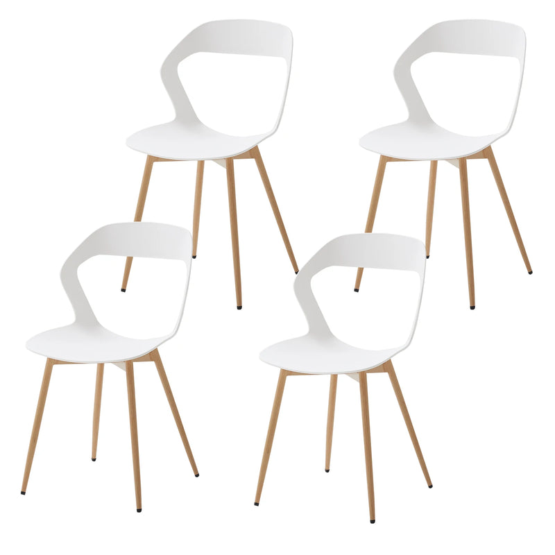 4Pcs/Set Hollow Dining Chairs Modern Simple Household Back Stool Nordic Negotiation Chair Plastic Chair Cosmetic Chair White