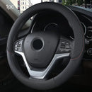 38cm Steering Wheel Cover PU Leather Anti Slip Steer Wheel Protector Breathable Fiber Braid Universal Steering Cover